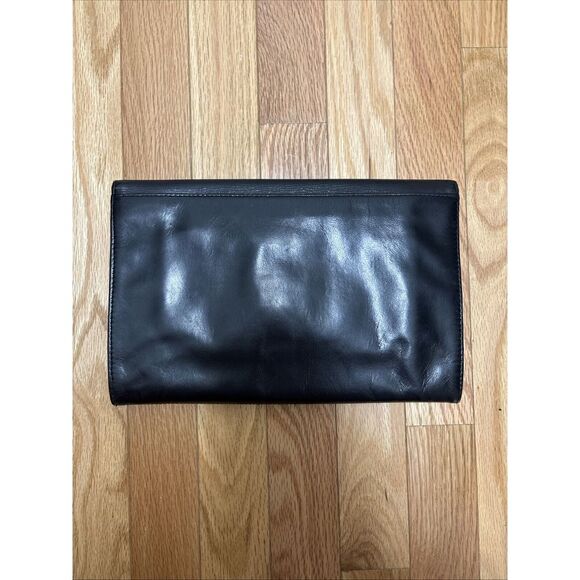 Pre-Owned Vintage Swan‎ Original Black Leather Clutch